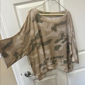 Camouflage Knit Poncho Sweater